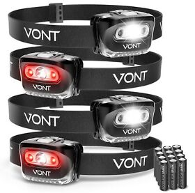 Ipx5 Vont Led Headlamp. Waterproof 4 Pack Batteries Included 7 Modes Incl