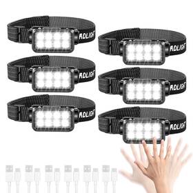 91128 Vzznn 6 Pack Rechargeable Headlamp Super Bright Led Head Flashlight With Motion Sen
