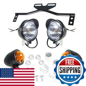 Waltyotur B0b8rylb1s Motorcycle Turn Signals Fog Light Bar Kit Bracket Set Black