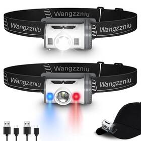 Wangzzniu 717956183359 Led Headlamp Rechargeable Typec 2 Pack Super Bright Head Lamps 8 Modes Clip