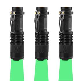 Wayllshine 607841994521 Pack Of 3 Single Mode Green Led Flashlight For Hunting Night Observation