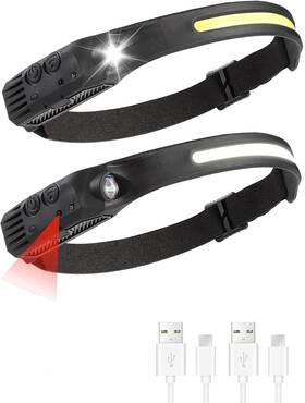 Td-2t Weejunki 2 Pack Rechargeable Headlamp 230 Wide Beam Head Lights For Forehead Lamps