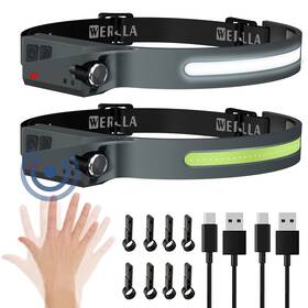 Werlla 614161517866 2 Rechargeable Headlamp Wide Beam 230 Led Flashlight 1200 Lumen Br
