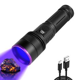 Windfire 755356499182 Black Light Flashlight 365nm Uv Rechargeable With Lcd Di