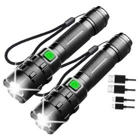 Xhp50 Wishdeal F1251 Rechargeable Flashlights High Lumens 2 Pack Led Flashlight Super