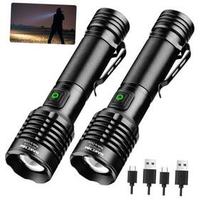 Nf1620 Wishdeal 2 Pack Led Flashlights High Lumens Rechargeable Pocket 5.9 In Flashlight