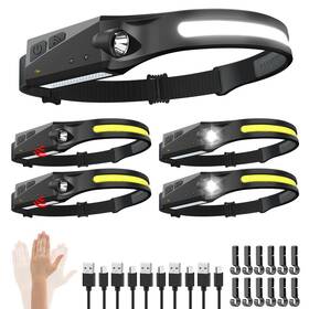 B0bp6bcwqf Wopkdupk 5-pack Rechargeable Headlamp 230 Wide Beam Motion Sensor Led Light