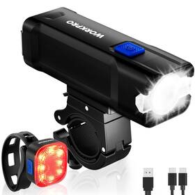 004757  Workpro Usb Rechargeable Bike Light Bicycle Front Rear Lamp Headlight Taillights