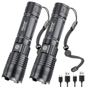 Xf1526 X.store 2 Pack Flashlight Rechargeable Super Bright High Lumens Led 4 Mod