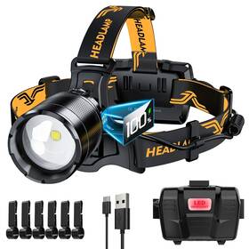Xiluo Xi 30w 150000 Lm Bright Headlamp Zoomable Sensor Red Warning Light 8 Modes 80 Hours