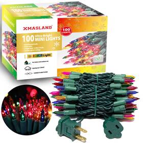 Xmasland 975142154017 Ultra-bright Connectable Multi Christmas Light Set 100count 19.6feet Incandes