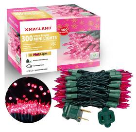 Xmasland 975142155014 Ultra-bright Connectable Pink Christmas Light Set 300count Incandescent Bulb