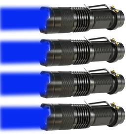 Xy47 Xysrz 4 Pack One Mode Zoomable Blue Led Flashlight With Clip For Hunting Fishing
