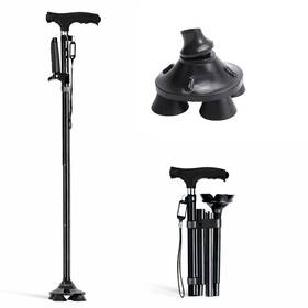 Ychei-002 Ycpasta Folding Walking Cane With Led Light Second Handle Adjustable Stability F