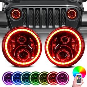 Yg-eg-qplmrgb01-new Yeego Direct 7 Inch Led Headlights Rgb Halo Angel Eye For Wrangler 1997-201