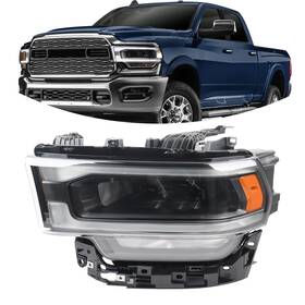 Xr-19dr-hl02bl Yeqshng Black Headlights Assembly Compatible With 2019-2024 Dodge Ram 2500 3500 Headl