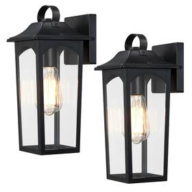 Bd065-1-bk2 Yklitg 2 Pack Outdooor Wall Light Fixture 13.8 Inch Large Exterior Lantern Black