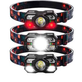 Ylq-he-2 Yluiqdzl 3 Pack Headlamp Flashlight Led Rechargeable Head Lamps With Motion Sensor Wat