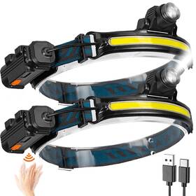 Yovda 920482330836 2-pack Rechargeable Ultra-light Led Headlamp 2000mah Battery Motion Sensor