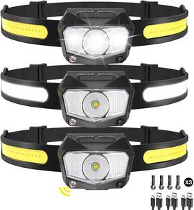 Yuyao Kerun Technology Limited 445005238257 Lampara De Cabeza Recargable 3 Pack Con Sensor Movimiento Y Luz Roja Blanca