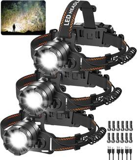 9900l Yuyao Kerun Technology Limited 726084590816 Kyekio 3pack Rechargeable Headlamps For Adults Super Bright Head Lamps Le