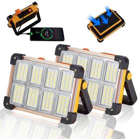 Lp-246145-2 Yxqua 2 Pack 120w Solar Rechargeable Work Light 144 Led 10000lm Portable Flood Lig