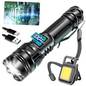 Mc2002x2-eb Zekbil Rechargeable Led Flashlights With Side Light And Digital Power Display 5 Modes