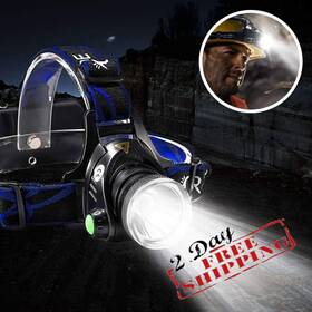 Zenith 721927638830 Led Lampara De Cabeza Recargable Luz La Linterna Para Pescar Camping