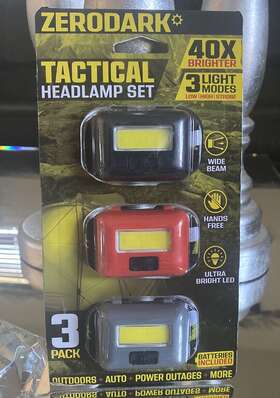 S-zd3hl-ast Zerodark Tactical Headlamp Set 3 Pack 40x Brighter Light Mode Low High Strobe