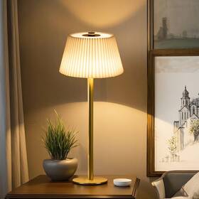 Zmus-1-tds-4j Zhenming Small Table Lamp Rechargeable 4000mah Led Mini Cordless Lamps Gold Fabric Pl