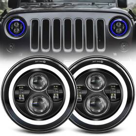 101zm-j3blue Zimablue 7 Inch Led Headlights Round Blue Halo H6024 Headlight With Hi/lo Beam Drl