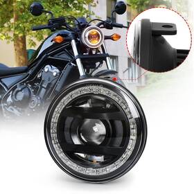 Ol-2057501rb Zjusdo Rebel 500 Led Headlight 30w Motorcycle With Crystal White&amber Hal