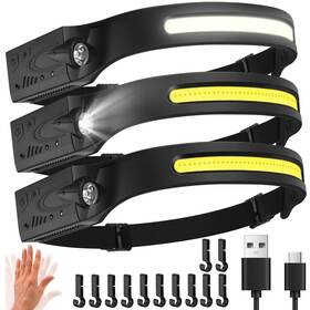Zlangsports 799646391862 Headlamp 3pcs 230 Wide Beam Head Lamp Motion Sensor Led Rechargea