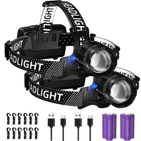 Th-hqw-9683 Zmoon 100 000lm Rechargeable Led Headlamp 40h Long Battery Life Super Bright Senso