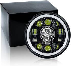 Zoomto 782690895615 7inch Motorcycle Led Headlight Skull Pattern Colorful Angel Eye Round Headla Zoomto 782690895615 7inch Motorcycle Led Headlight Skull Pattern Colorful Angel Eye Round Headla