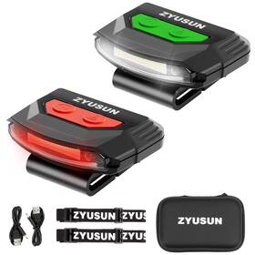 Zy25001 Zyusun 2-pack Rechargeable Cap Light Portable Headlamps Clip On Hat With Motion Sens
