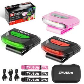 Zyusun Zy25003 3-pack Rechargeable Cap Light Portable Headlamps Clip On Hat With Motion Sens