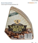 Natural Brew #4 Filter Paper Cone Coffee 300 Ct 8-12 No Bleach Added Rochline. Fixed Price $9.50.