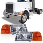 Hpdmauto Headlight With Corner Lamp Fit For Peterbilt 385/377 Pair, Chrome. Fixed Price $232.99.