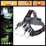 Super Bright Rechargeable Led Headlamp - 3 Lights, 5 Modes, Zoomable, IPX6 Water. Fixed Price $25.19.