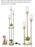 Hmvpl Floor Lamps For Living Room, Gold With Shelves, 3-LIGHTS Modern. Fixed Price $40.00.