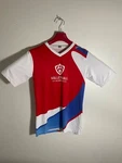 Volleyball Academy Mens V-neck Shirt Red/white/blue Short Sleeve Polyester Light. Fixed Price $19.95.