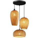 Gcq Bamboo Fixtures, 3 Headlights E26 E27 Retro Rustic Wicker Ra.... Fixed Price $207.79.