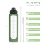 Nefeeko 32 Oz Glass Water Bottles With Straw, Time Marker, Motivational 1 Liter. Fixed Price $16.00.
