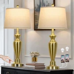 Cinyirong 30" Gold Table Lamps Set Of 2 Touch Control Bedside Usb A+c. Fixed Price $135.98.
