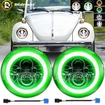 7" Led Headlights Green Halo Hi/lo For Vw Beetle Bug 1967-79 Super 71-79. Fixed Price $45.99.