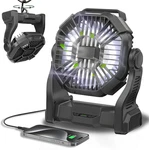 Portable Fan Rechargeable, 25400MAH Cordless Battery Powered With Led Lanter. Fixed Price $56.77.