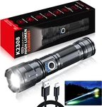 Long Beam Flashlight: 100,000 Lumens, IPX5, Usb-c Rechargeable, 3280FT Range. Fixed Price $56.32.