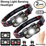 2X Strong Led Headlamp Fishing Light Usb Rechargeable Wave Sensor Torch. Fixed Price $11.99.