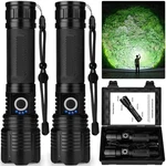 Milaoshu 2 Pack Flashlight Rechargeable 99,000 High Lumen, Super Bright Black. Fixed Price $28.86.